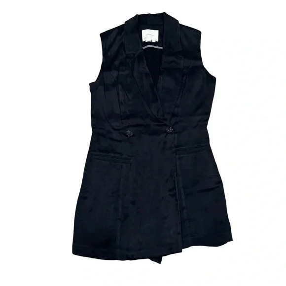 Anthropologie Size 12 Silky Blazer Romper in Black - Picture 8 of 16